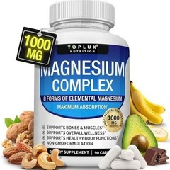 Toplux Nutrition Magnesium Complex 1000mg Supports 8 Elemental Magnesium New