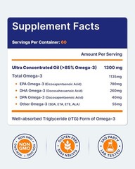 OmegaVia Ultra Concentrated Omega-3 1135mg 60 Softgels US Stock