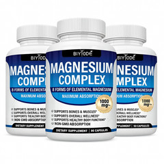 1-3X Magnesium complex supplement: 1000mg of 8-element magnesium, 90 capsules