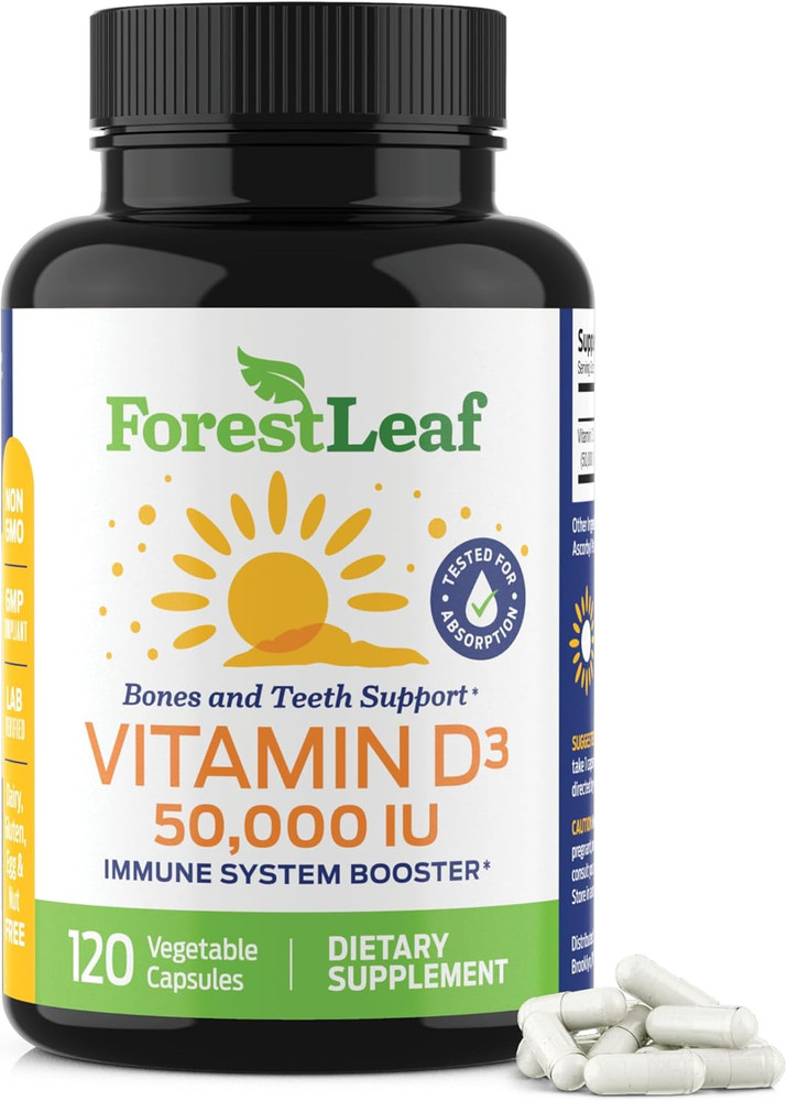 Vitamin D3 50000 IU – Bone Health and Immune Support – Small Easy to Swallow Cap
