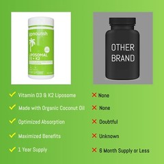 Liposomal Vitamin D3 5000 IU K2 MK7 100 mcg, Vit D and K Supplement 365 softgels