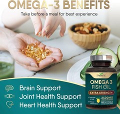 Triple Strength Omega 3 Fish Oil Supplement 2400 mg – EPA & DHA Fish Oil Omega 3