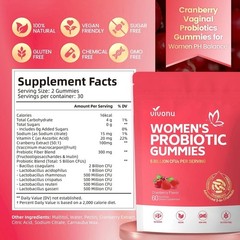Women’s Cranberry Probiotic Gummies 5B CFU Digestive Health 60ct