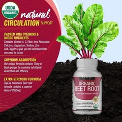 Toplux Organic Beet Root Tablets-Nitric Oxide Booster Beetroot Supplement 2040mg