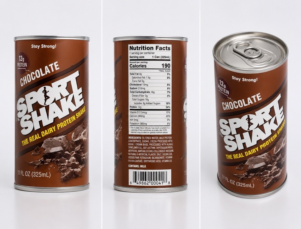 SPRT SHAKE Chocolate Real Dairy Protein Shake Liquid 11 fl oz (325 mL) pack3