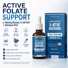 L-Methylfolate 5-MTHF Methyl B12 Liquid Folate Supplement 15mg 60 Servings