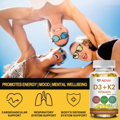 Vitamin K2 (MK7) w/ D3 Bone & Heart Health Non GMO & Gluten Free Easy to Swallow