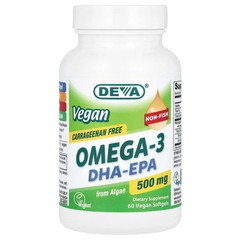 2 X Deva, Vegan Omega-3, DHA-EPA, 500 mg, 60 Vegan Softgels