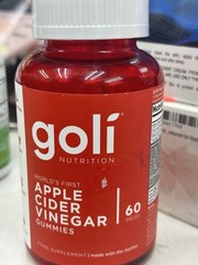 Goli Nutrition Apple Cider Vinegar Gummy Gummies, 60 Count, Unisex Adult