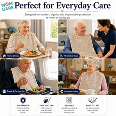 MOM CARE Waterproof Adult Bibs for Elderly | Reusable, Large, Adjustable