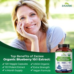 USDA Organic Wild Blueberry Extract Whole Fruit 5000 mg Strength 10:1 Extract