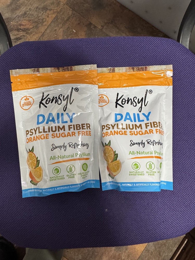 LOT of 2 Konsyl Daily Psyllium Fiber Orange Sugar Free Exp 08/24 NEW SEALED