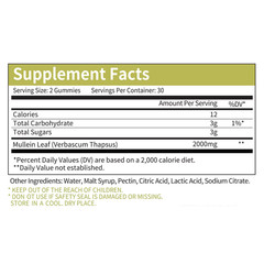 Mullein 60 Gummies for Lung Cleanse Extra Strength Mullein Leaf Extract