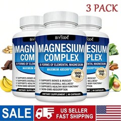 3X Magnesium Complex 1000mg- 8 Elemental Magnesium – Sleep,Stress Relief Support