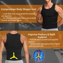2022 New Men’s Compression T-Shirt Waist Trainer Body Shaper Fat Burn Sauna Suit