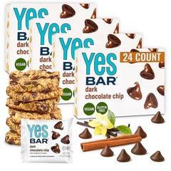 The YES Bar – Dark Chocolate Chip – Plant Based Protein, 24 Count (Pack of 1)