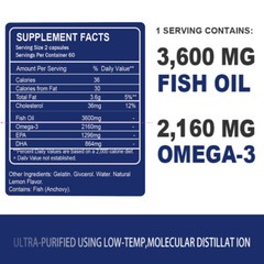 Omega 3 Fish Oil 240 Capsules 3x Strength 2500mg EPA & DHA, Highest Potency NEW