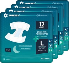 SUNKISS TrustPlus Overnight Adult Diapers with Tabs, Unisex Disposable Inconti