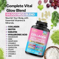 NEW Beauty Collagen Complex Type I II III V X Biotin Keratin 90 Caps